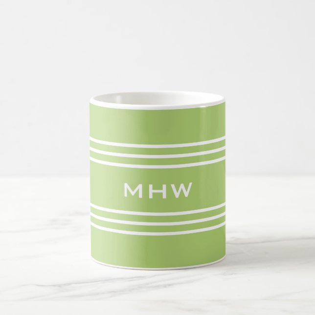 Lime Green Rand anpassningsbar monogram mugg (Center)