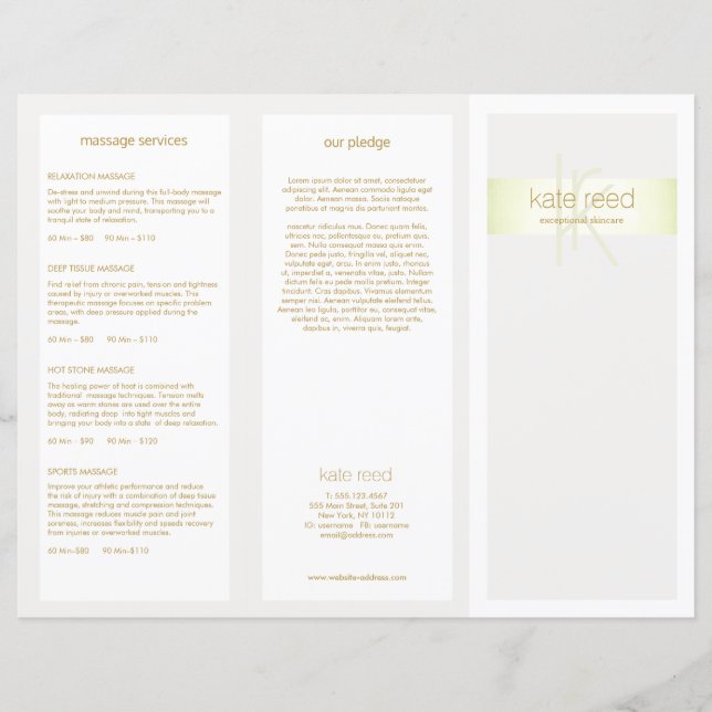Lime Green Rand Hair Salon Spa TriFold Brochure (Framsida)
