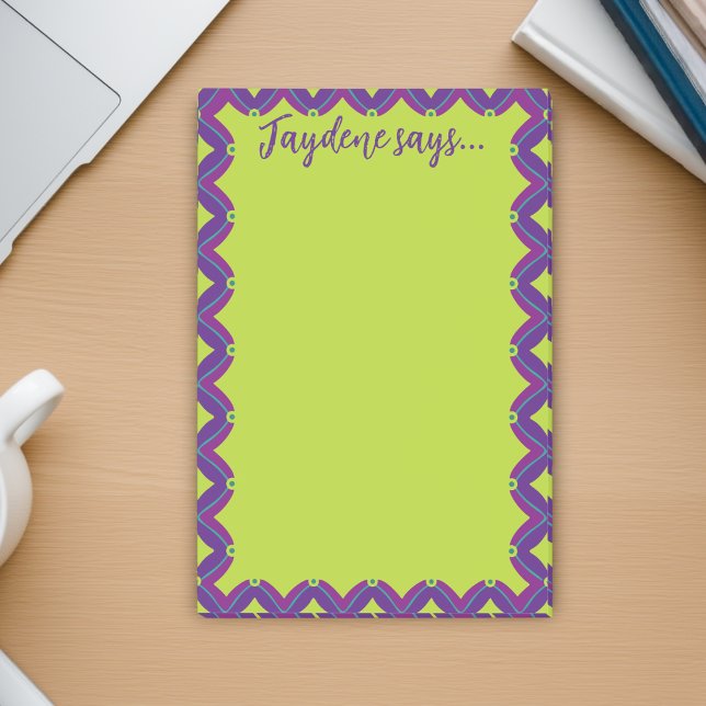 Lime Green Retro Post-it Block (Bright and colorful post it note for the upbeat person who loves cute and sassy stationery)