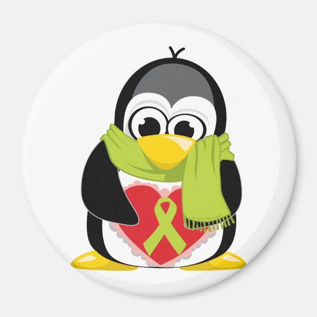 Lime Green Ribbon Penguin Scarf Magnet (Framsidan)
