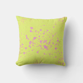 Lime Green & Rosa Splatter Art Dekorativ kudde