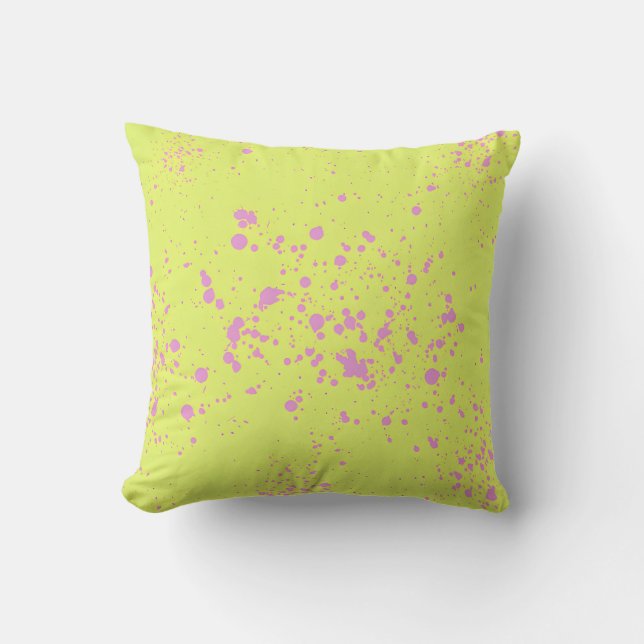 Lime Green & Rosa Splatter Art Dekorativ kudde (Framsida)