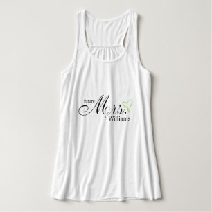 Lime Green Scribved Heart Future Mrs. Linne Med Racerback