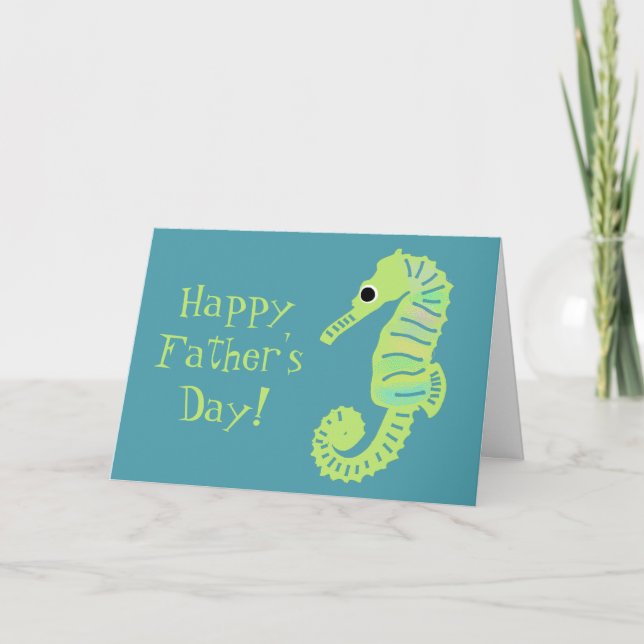 Lime Green Seahorse Cute Fars dag Kort (Framsida)