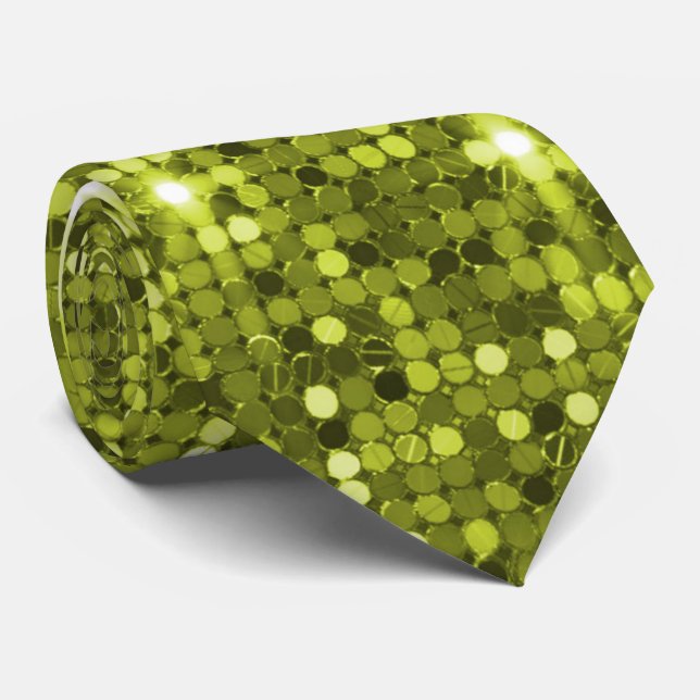 Lime Green Sequin Gnistra Neck Tie Slips (Rullad)
