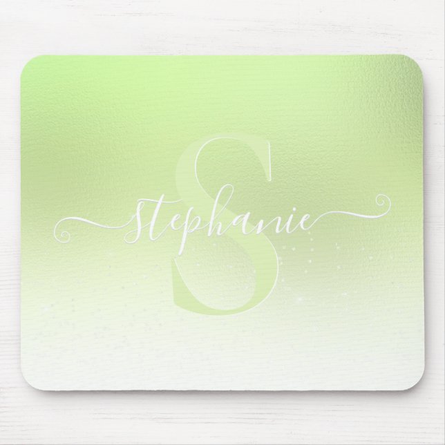 Lime Green Shimmer Gnistra Glitter Monogram Musmatta (Framsidan)