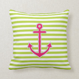 Lime Green Shock rosa Anchor Nautical Kudde