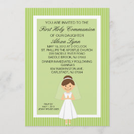 Lime Green Söt First Communion Girl Inbjudan