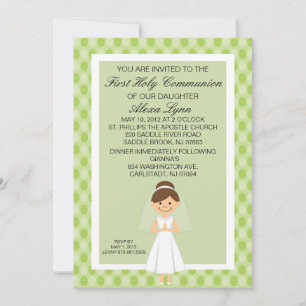 Lime Green Söt First Communion Girl Inbjudan