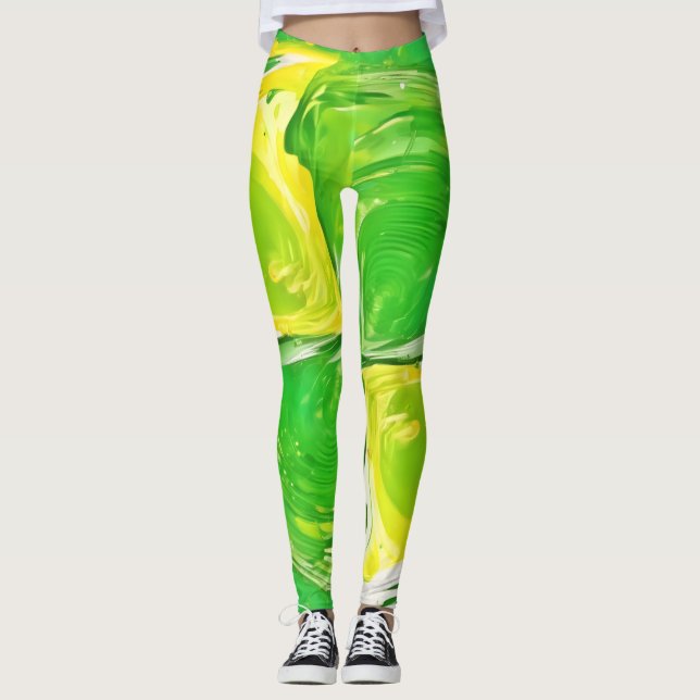 Lime Green Spiral Leggings (Framsida)
