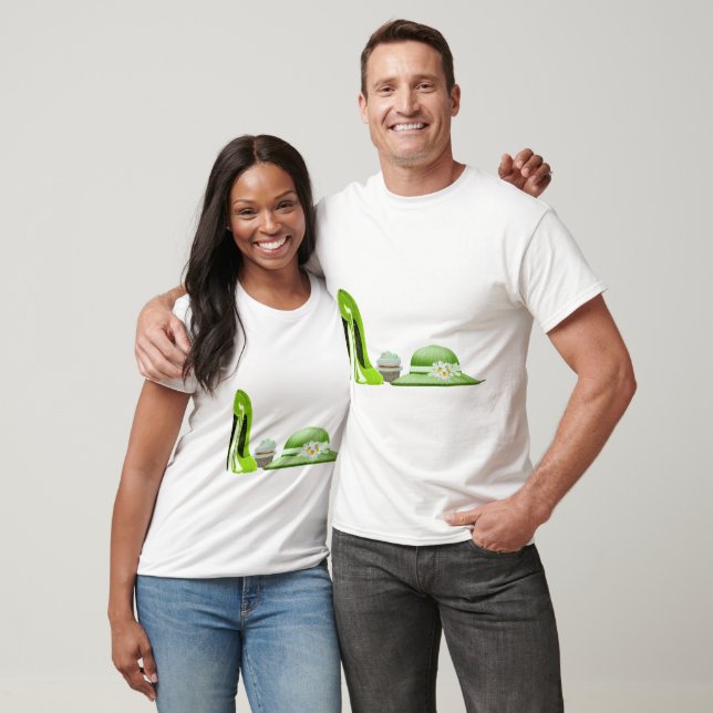 Lime Green Stiletto, Cupcoa och Hat Art T-shirt (Unisex)