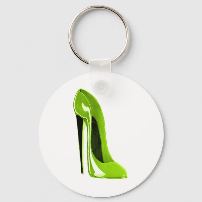 Lime Green Stiletto Shoe Nyckelring (Framsida)