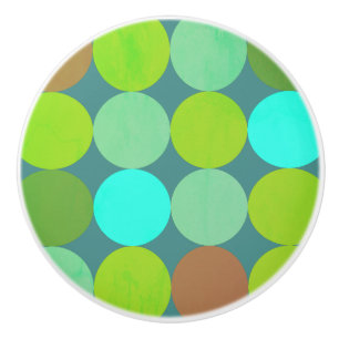 Lime Green Teal Turcos & Rust Circles Knopp