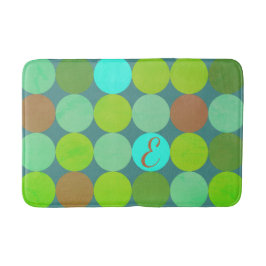 Lime Green Teal Turcos & Rust Circles Monogram Badrumsmatta