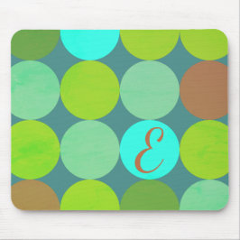 Lime Green Teal Turcos & Rust Circles Monogram Musmatta