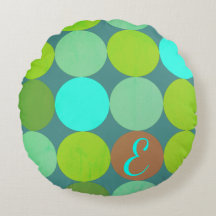 Lime Green Teal Turcos & Rust Circles Monogram