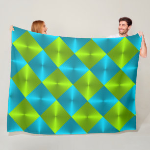 Lime Green Turcos Blue Diamond Tile Mönster Fleecefilt