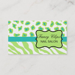 Lime Green Turcos Blue Zebra Leopard Visitkort