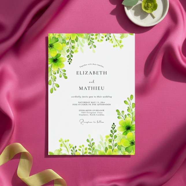 Lime Green Verdant Botanical Wedding Inbjudningar (Skapare uppladdad)