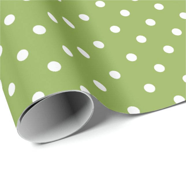 Lime Green | Vita Polka-rotationsvarv Papper Presentpapper (Rullad Hörn)