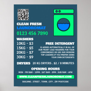 Lime Green Washer, Laundromat, Städning tjänst Poster