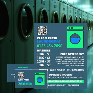 Lime Green Washer, Laundromat, Städning tjänst Visitkort