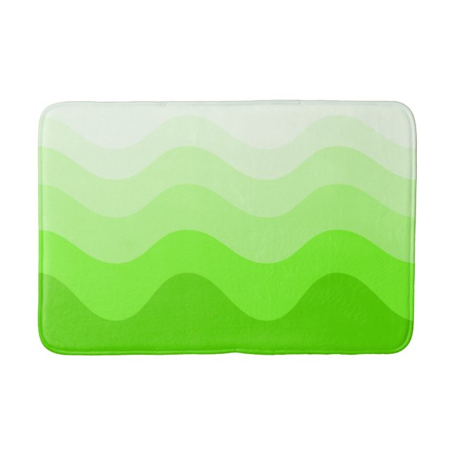Lime Green Wavey Rand Modern Bath Mat Badrumsmatta (Framsidan)