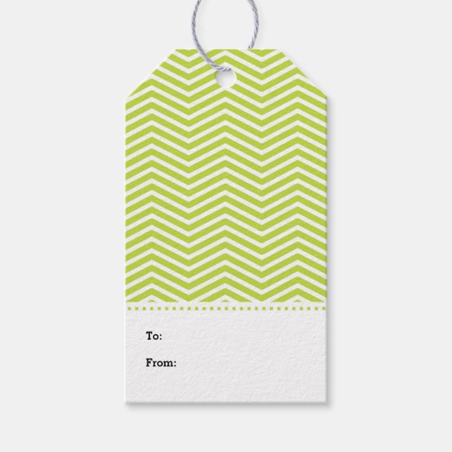 Lime Green White Chevron Modern Gift-Märkre Presentetikett (Framsidan)