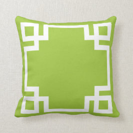 Lime Green White Grekiska Nyckel Kudde