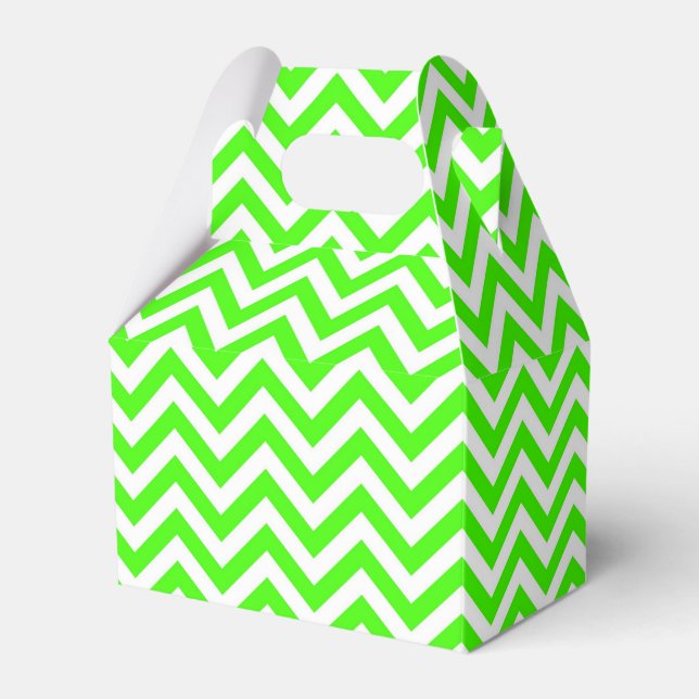 Lime Green White Large Chevron ZigZag Mönster Presentaskar (Framsidan Sidan)
