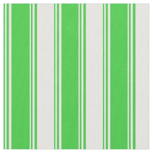 Lime Green & White Lining Mönster Tyg (Närbild)