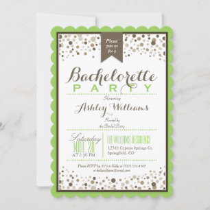 Lime Green, White, Taupe Bachelorette Party Inbjudningar