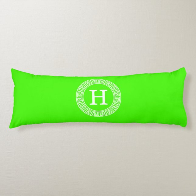 Lime Green Wt Gree Nyckel Rnd Ram Initial Monogram Kroppskudde (Framsidan)