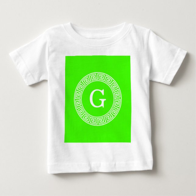 Lime Green Wt Gree Nyckel Rnd Ram Initial Monogram T-shirt (Framsida)