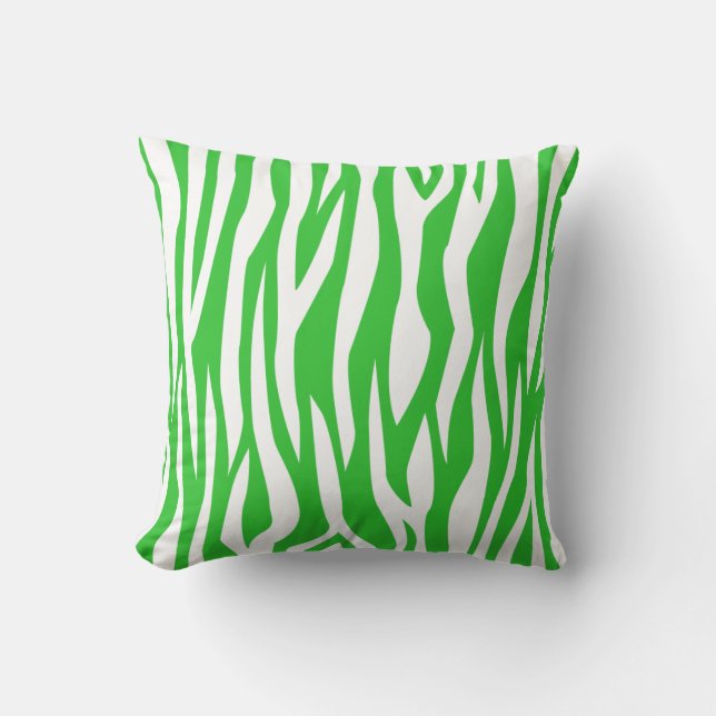 Lime Green Zebra tryck Kudde (Framsida)