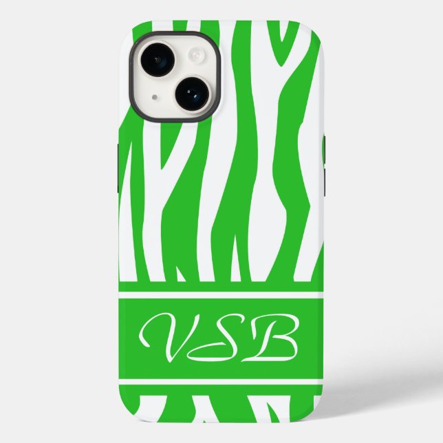 Lime Green Zebra tryck med monogram (Baksida)