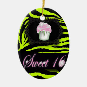 Lime Green Zebra tryck Sweet 16 Gift Ornament