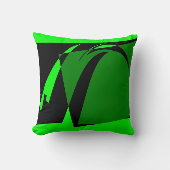 Lime Grön Svart Retro Abstrakt Art Deco Kudde (Framsida)