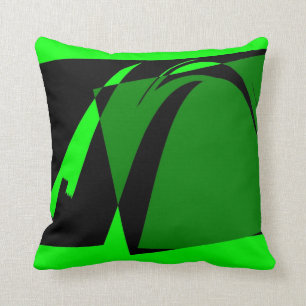 Lime Grön Svart Retro Abstrakt Art Deco Kudde