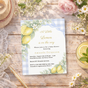Lime grönrutig blå rosett pojke Baby Shower inbjud