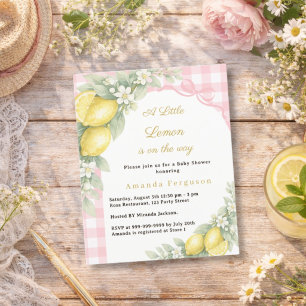 Lime grönrutig rosa rosett flicka Baby Shower inbj