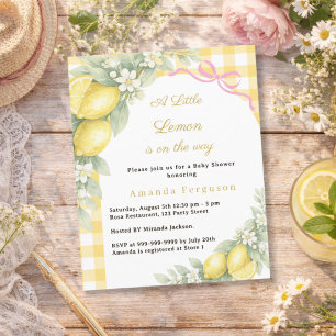 Lime grönrutig rosa rosett flicka Baby Shower inbj
