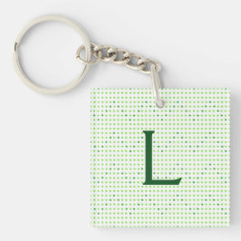 Lime, Grönt Chevron Mönster Dots Monogram KeyChain