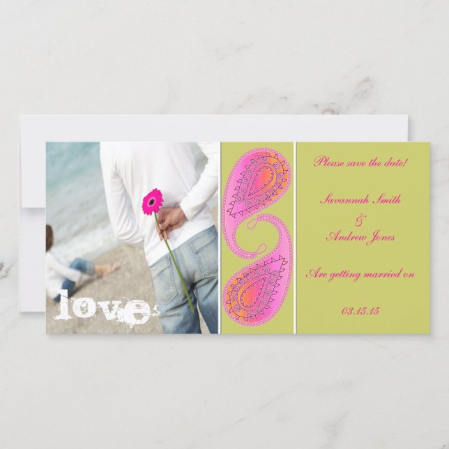 Lime & hallon Paisley Spara fotot Spara Datumet (Framsida)