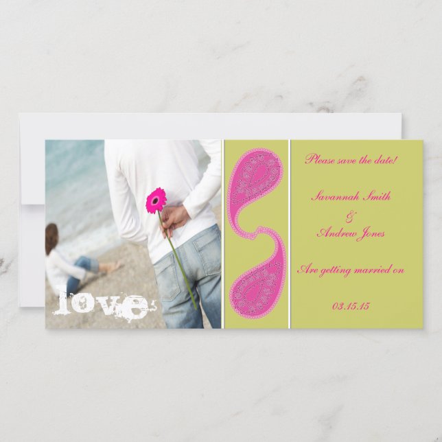 Lime & hallon Paisley Spara fotot Spara Datumet (Framsida)