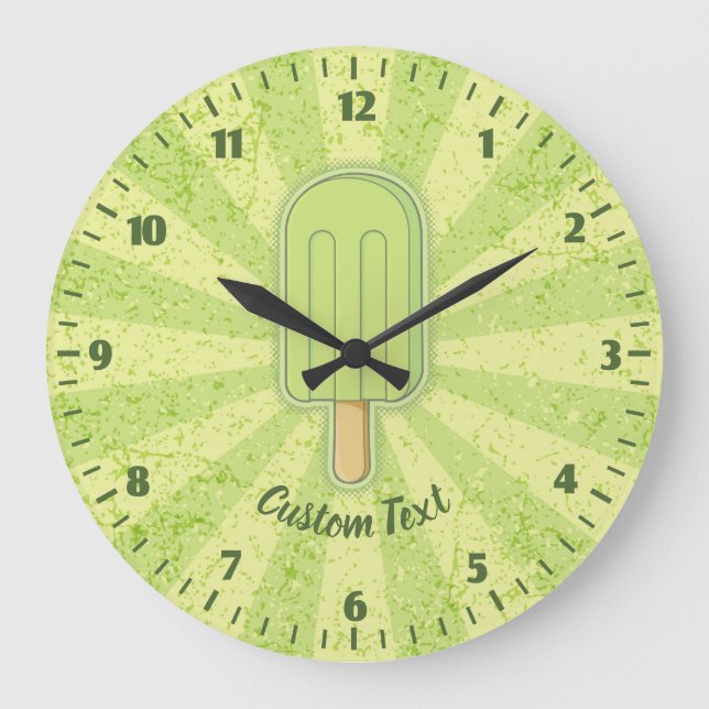 Lime Ice Cream Stick Clock Stor Klocka (Framsida)