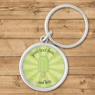 Lime Ice Cream Stick Rund Silverfärgad Nyckelring
