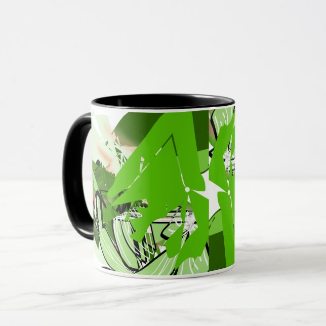 Lime Jungle Lines — Grön Abstrakt Wrap-mugg Mugg (Framsida vänster)