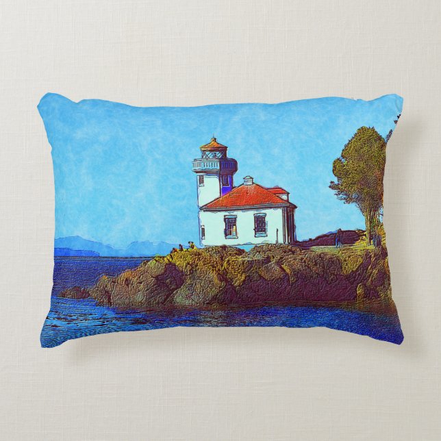 Lime Kiln Lighthouse Fredag Harbor Accent Pillow Prydnadskudde (Framsidan)