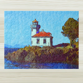 Lime Kiln Lighthouse Fredag Harbour WA Puzzle Pussel